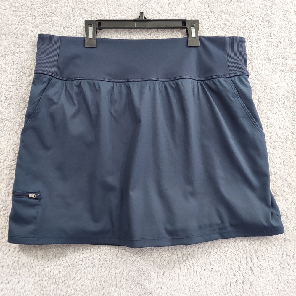Zuda Athletic Skort Women's XL Navy Blue Ribbed Waistband Pockets Activewear